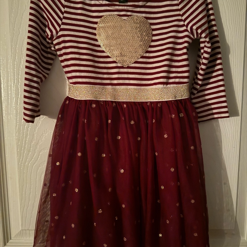 Lilt Burgundy Striped Dress with Gold Heart